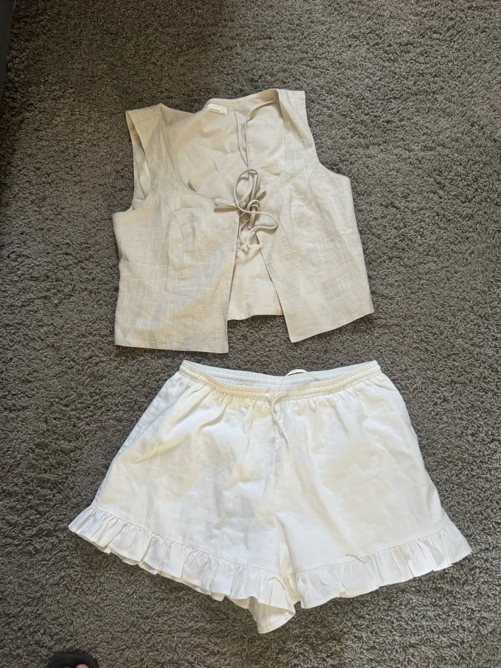 Neutral Linen-Blend Shorts